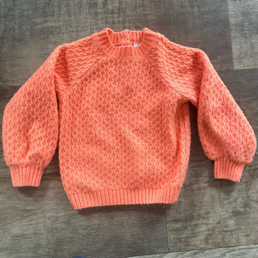 Janie + Jack heavy cable knit sweater Orange/peach